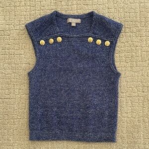 J. Crew Navy Blue Sweater Vest with Gold Buttons